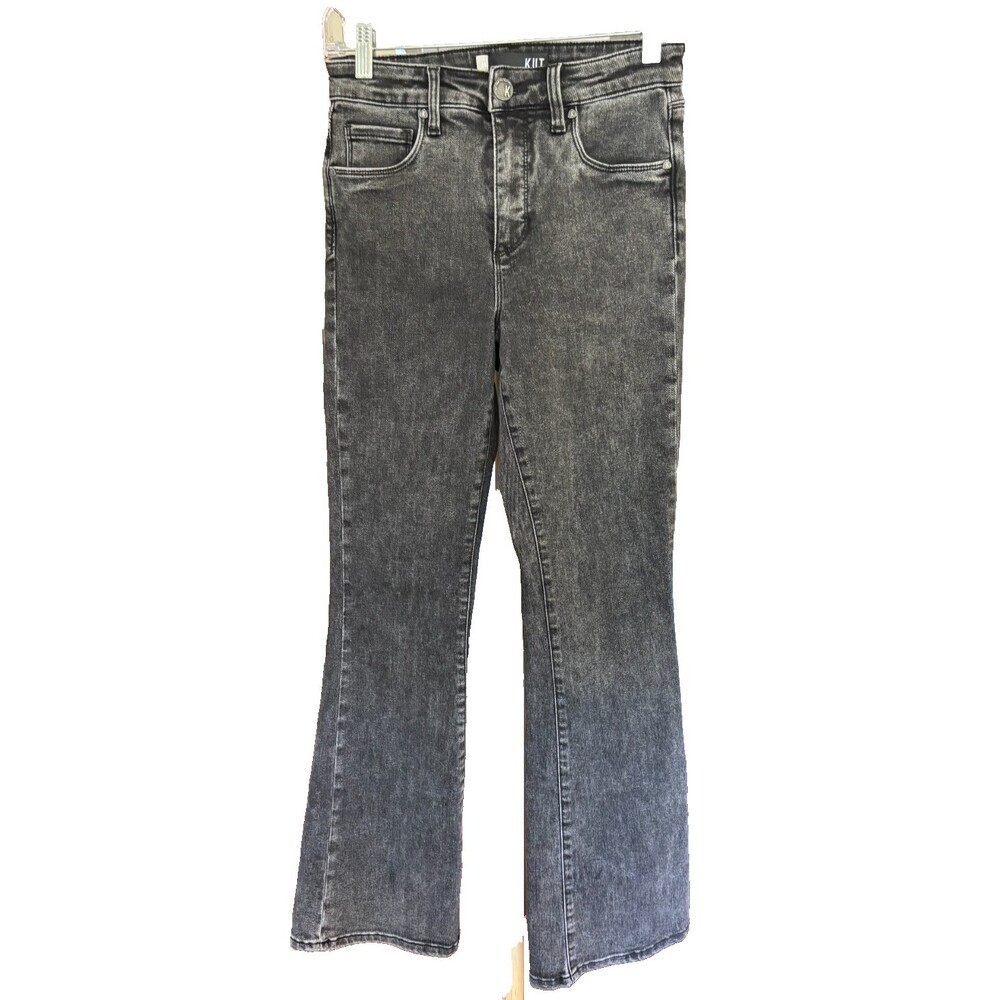 KUT from the Kloth Ana High Rise Fab Ab Flare Jeans Size 00 Dark Gray Acid Wash